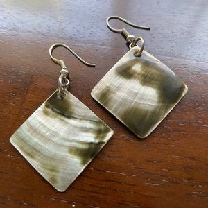 Iridescent Shell & Silver Dangle Earrings